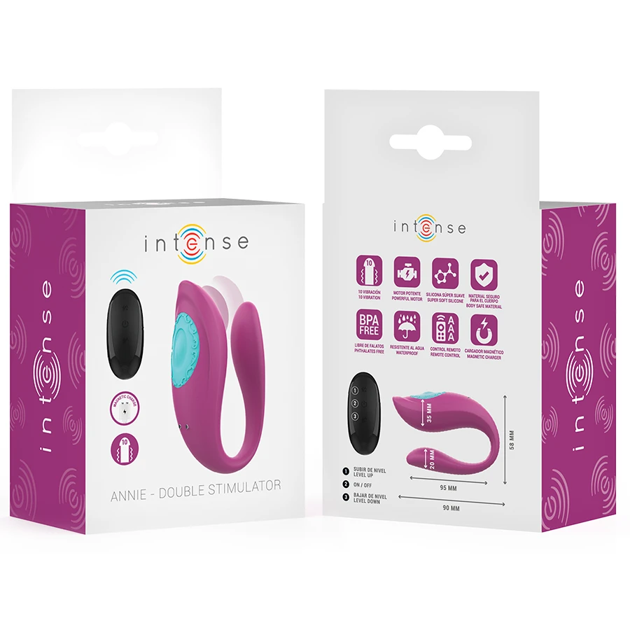 INTENSE - ANNIE VIBRATORE E STIMOLATORE A FORMA DI U TELECOMANDO VIOLA